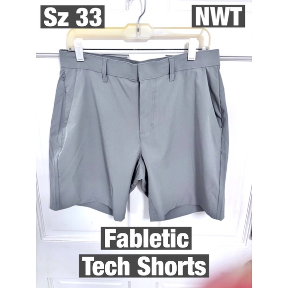 Fabletic Gray Mens Tech Shorts Sz 33 New with Tags - Picture 1 of 9